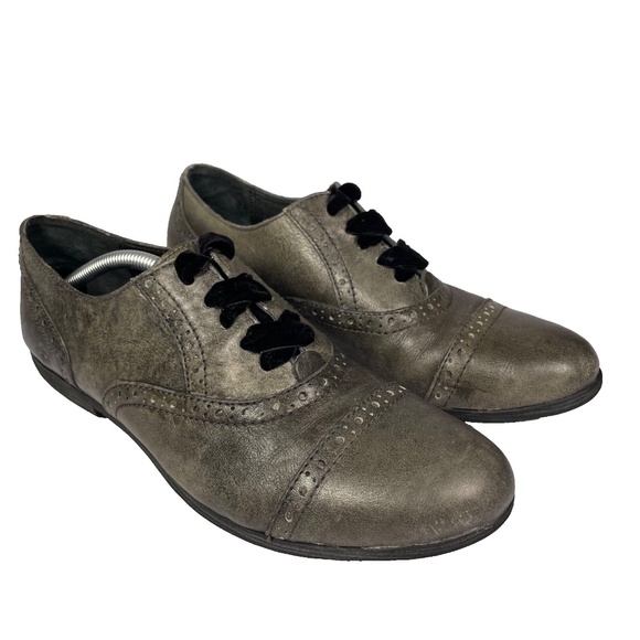 Born Women's Cap Toe Oxford Leather Wingtip Distressed Gray Shoes Size 10 - Picture 2 of 13